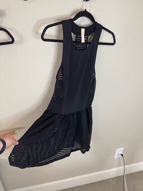 Lucy Black Swim Cover Up Dress Racerback Mesh Medium
